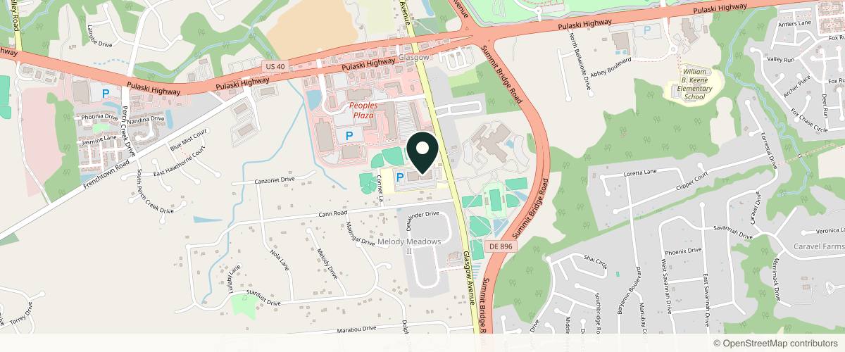 Map showing Thornton Plastic Surgery, Joseph J Thornton MD in Newark, Delaware