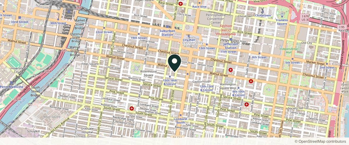 Map showing Tina Ho, MD Facial Plastic Surgery in Philadelphia, Pennsylvania