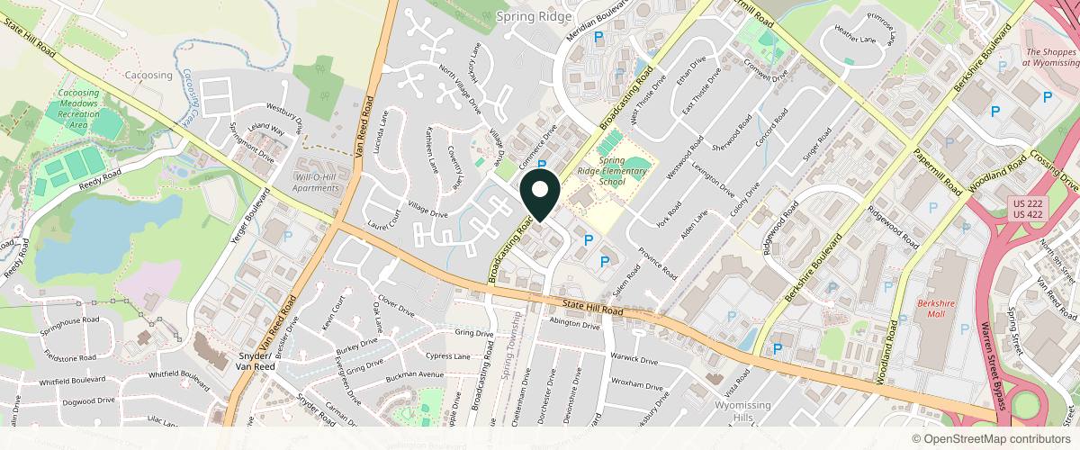 Map showing Tower Health Medical Group Plastic Surgery in Reading, Pennsylvania