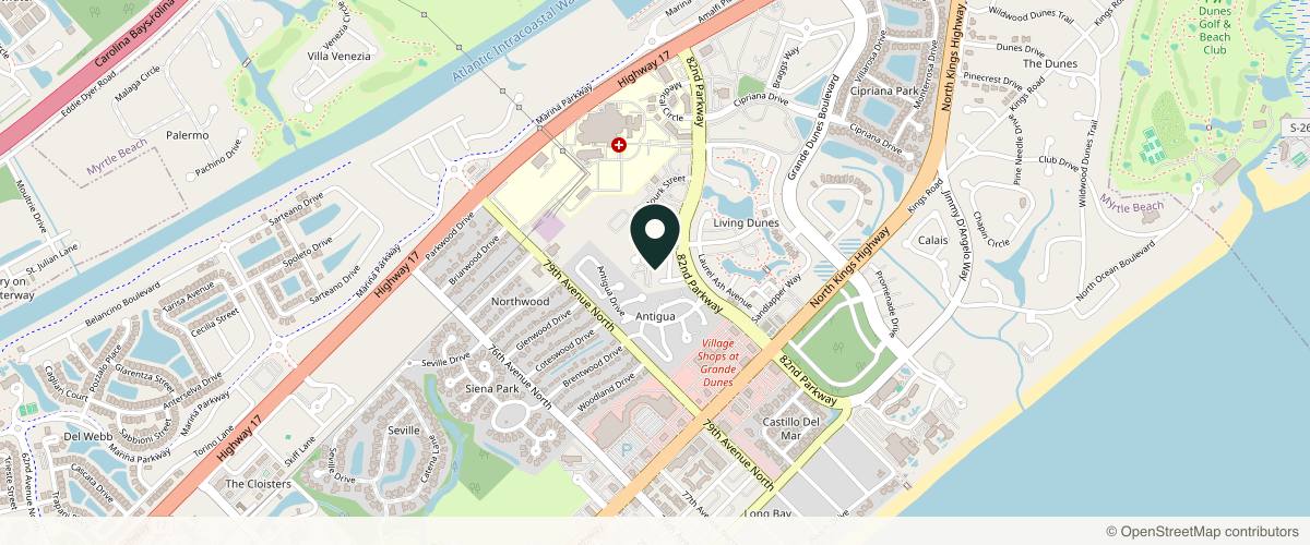 Map showing Tracy Black, PA-C | Charlotte Dermatology (Myrtle Beach) in Myrtle Beach, South Carolina