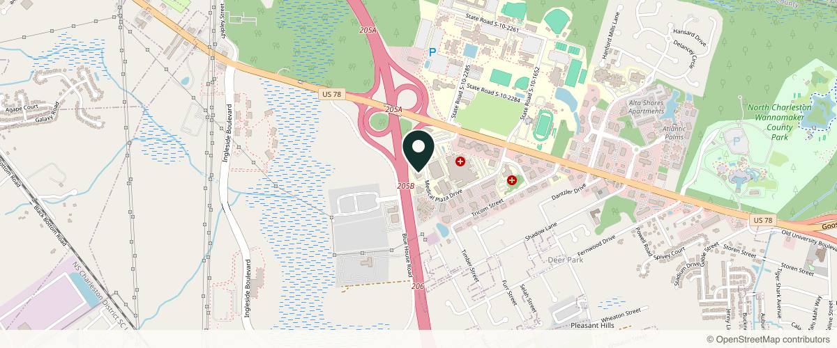 Map showing Trident Dermatology in Charleston, South Carolina