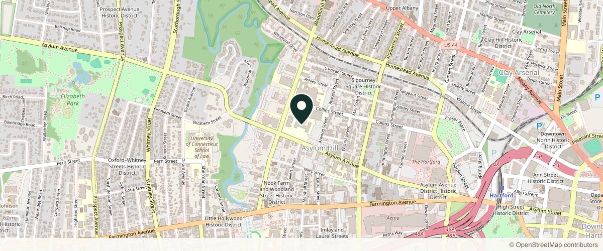 Map showing Trinity Health Of New England - Plastic Surgery in Hartford, Connecticut