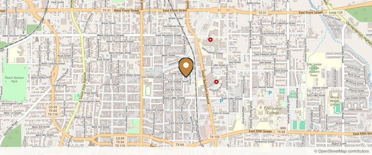 Map showing Tyler Oral Facial Surgery in Tyler, Texas