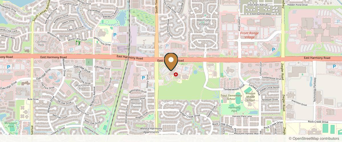 Map showing UCHealth Surgical Clinic - Harmony Campus in Fort Collins, Colorado