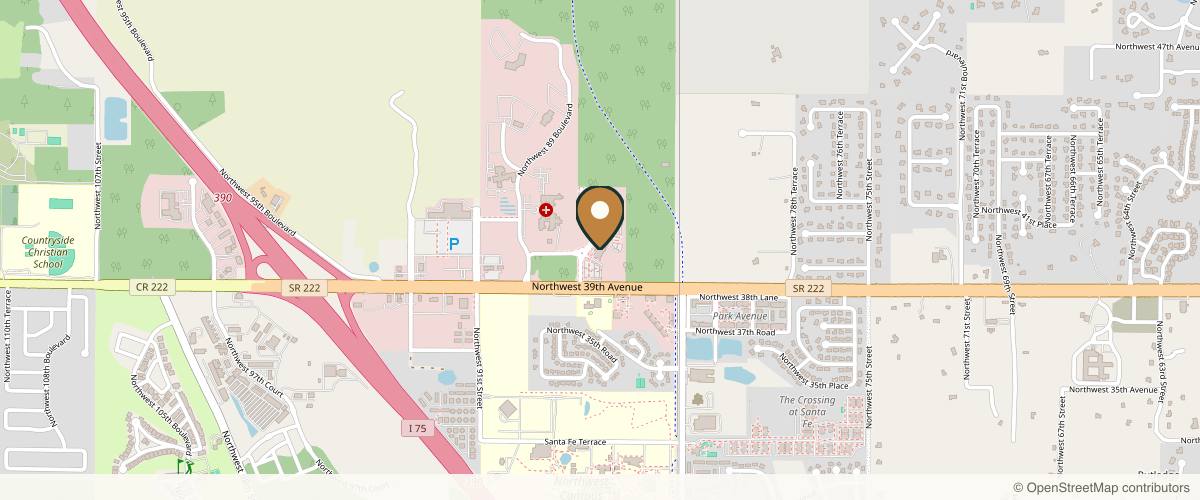 Map showing UF Health Plastic Surgery and Aesthetics Center in Gainesville, Florida