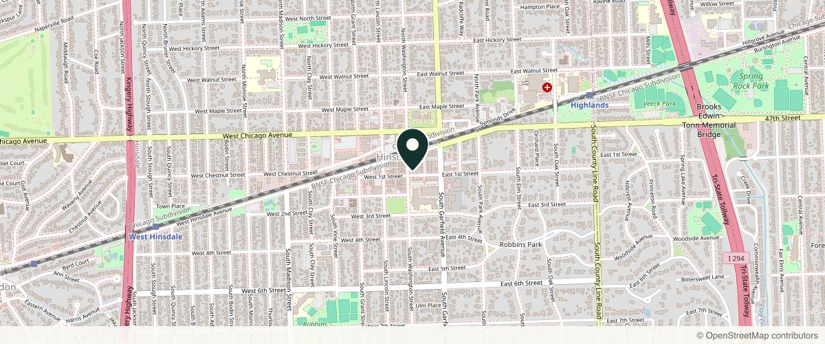 Map showing Unfiltered Cosmetic Surgery + Aesthetic Medicine in Hinsdale, Illinois