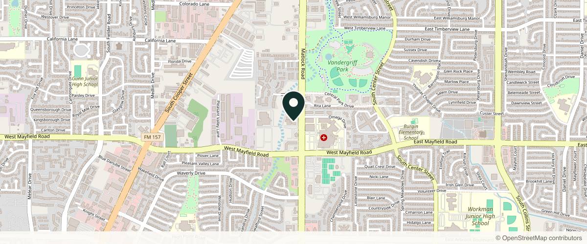 Map showing United Dermatology Associates in Arlington, Texas