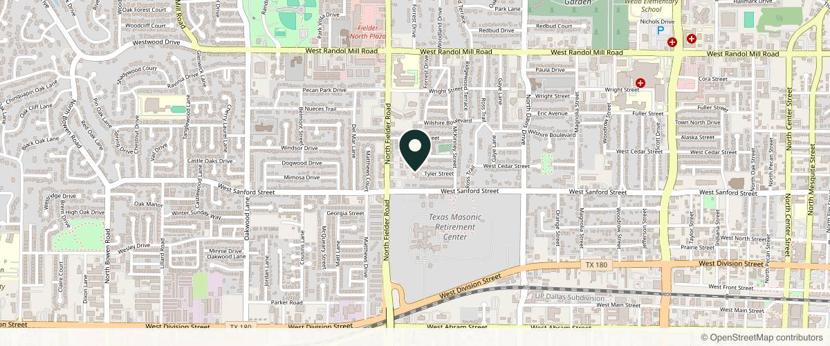 Map showing United Dermatology Associates in Arlington, Texas