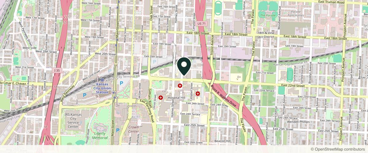 Map showing University Health Dermatology in Kansas City, Missouri