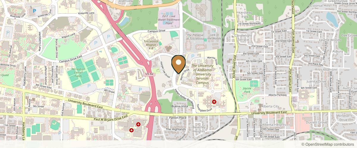 Map showing University Oral and Facial Surgery, P.C. in Tuscaloosa, Alabama