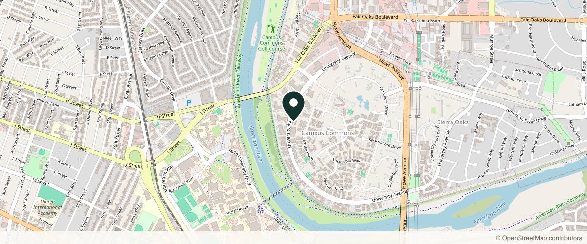 Map showing University Skin Institute/Pantea Hashemi, MD in Sacramento, California
