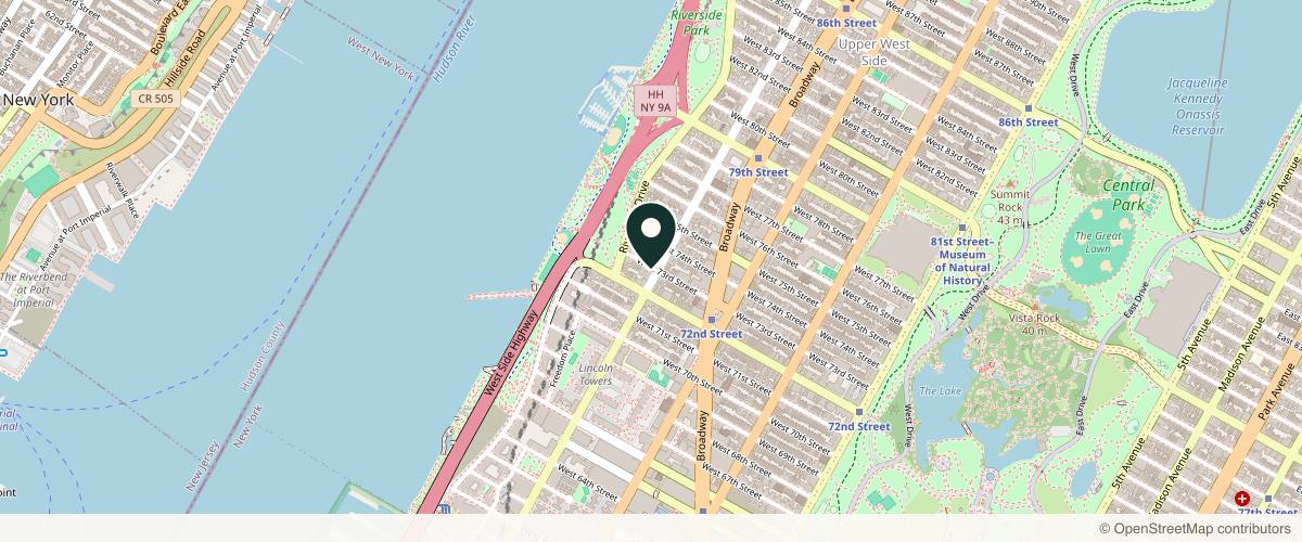 Map showing Upper West Side Dermatology in New York, New York