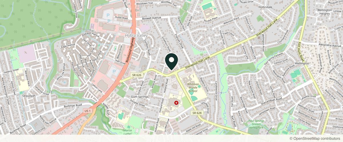 Map showing U.S. Dermatology Partners Alexandria in Alexandria, Virginia