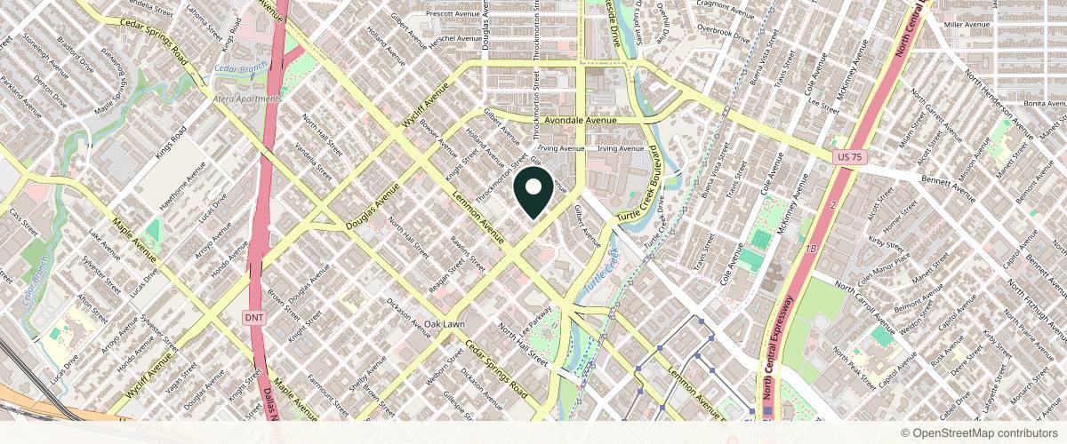 Map showing U.S. Dermatology Partners Dallas Uptown in Dallas, Texas