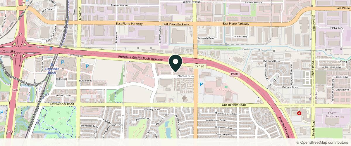 Map showing U.S. Dermatology Partners Richardson in Plano, Texas