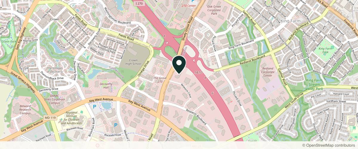 Map showing U.S. Dermatology Partners Rockville in Rockville, Maryland