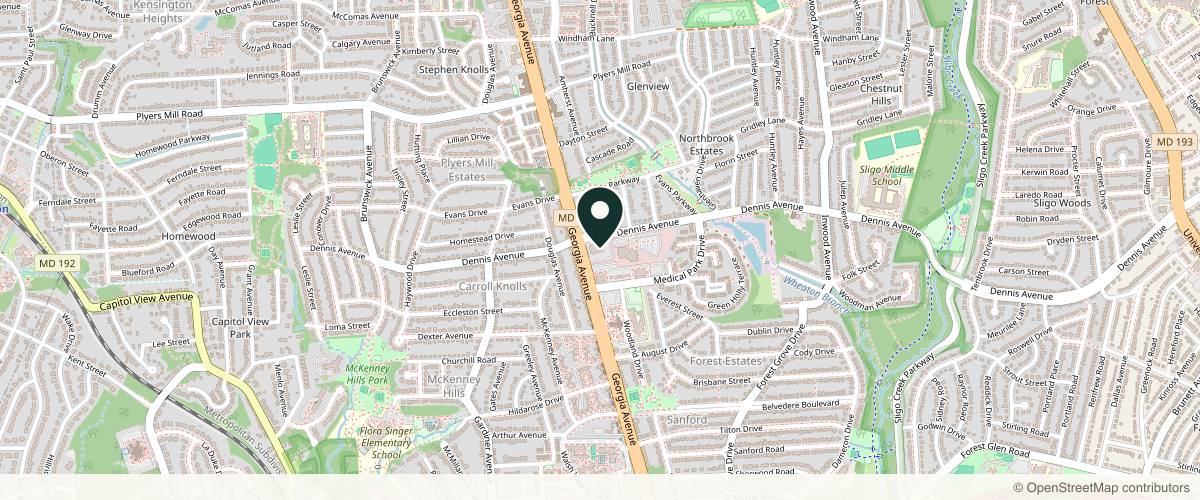 Map showing U.S. Dermatology Partners Silver Spring in Rockville, Maryland