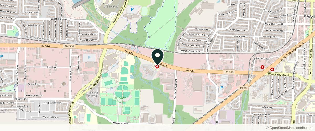 Map showing U.S. Dermatology Partners Wylie in Rockwall, Texas