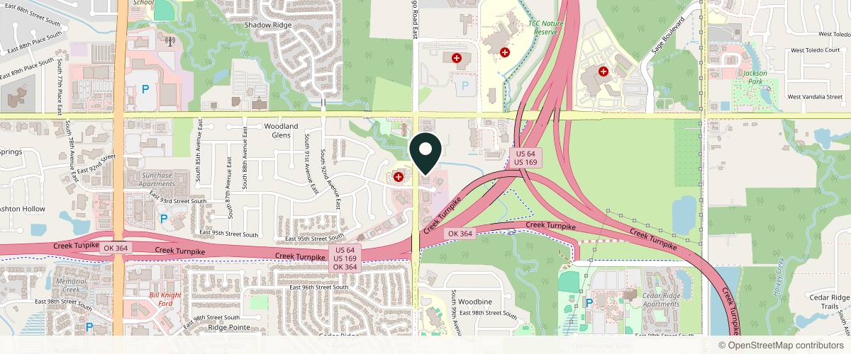 Map showing Utica Park Clinic - Dermatology (Mingo Rd.) in Tulsa, Oklahoma