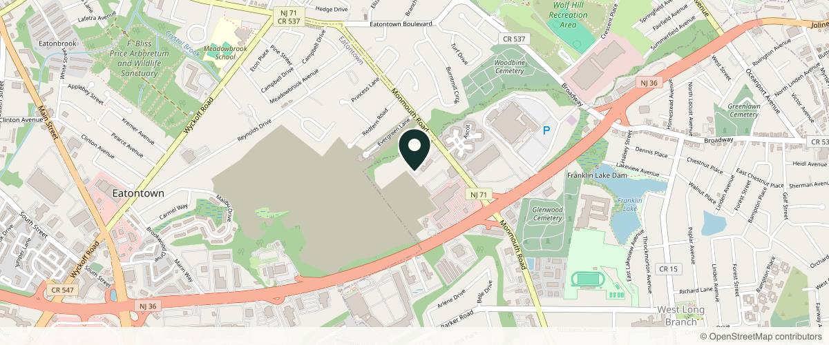 Map showing V Plastic Surgery of Monmouth County | Rahul Vemula, MD, FACS Board Certified Plastic Surgeon in Red Bank, New Jersey