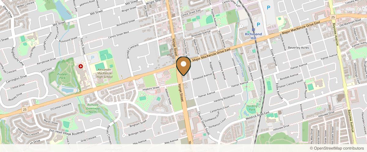 Map showing Valespring Cosmetic Surgery Institute in Richmond Hill, Ontario
