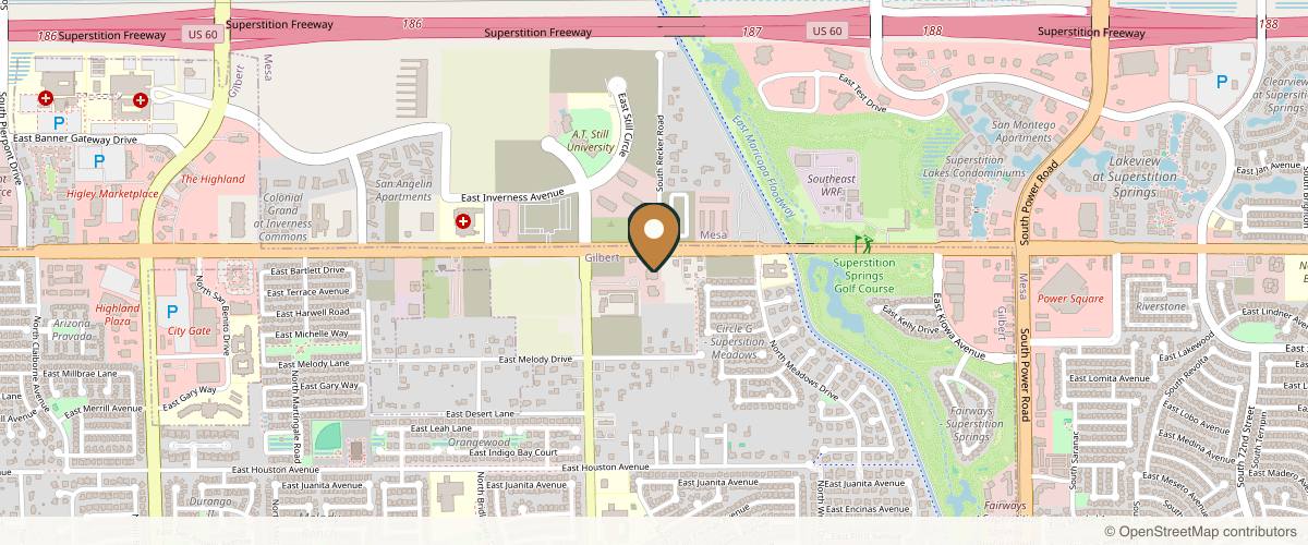Map showing Valley Ophthalmic Facial Plastic Surgery in Gilbert, Arizona