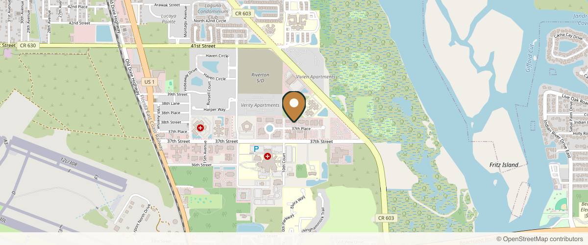 Map showing Vero Beach Surgical Arts in Vero Beach, Florida