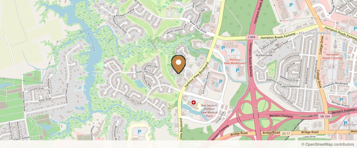 Map showing Virginia Plastic Surgery in Virginia Beach, Virginia