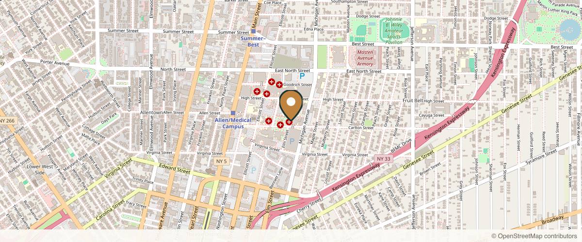 Map showing Vishal Gupta, MD in Buffalo, New York