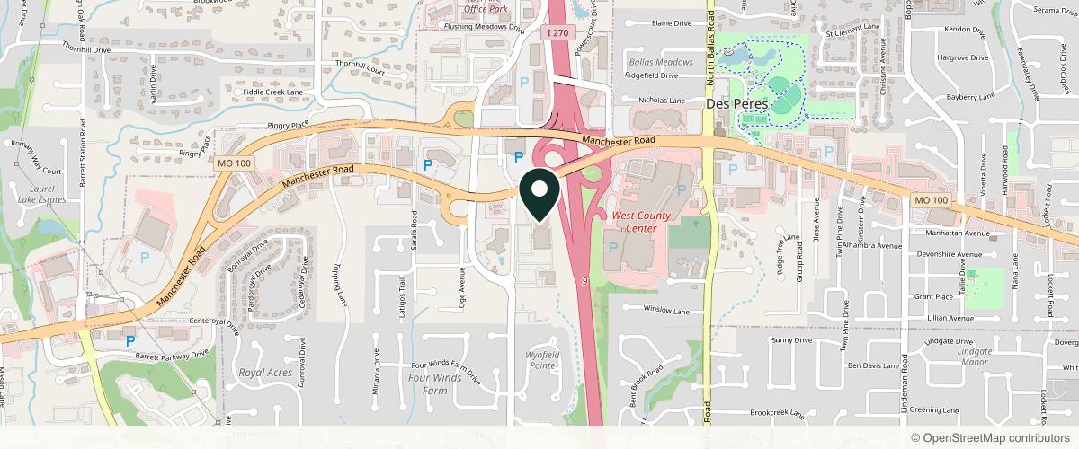 Map showing Vista Dermatology in St. Louis, Missouri