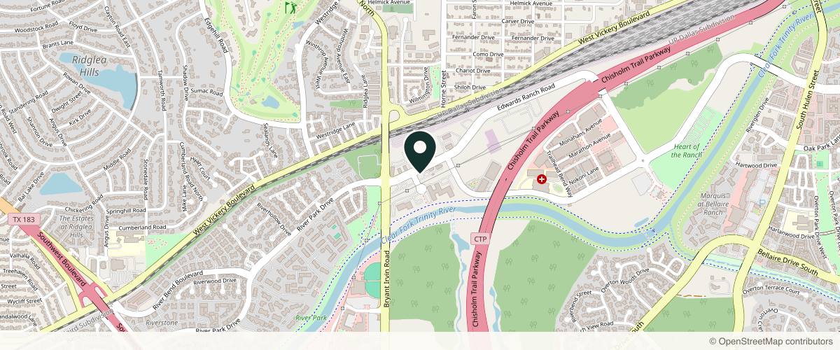 Map showing Warthan Dermatology Mohs Skin Cancer Surgery Center in Fort Worth, Texas