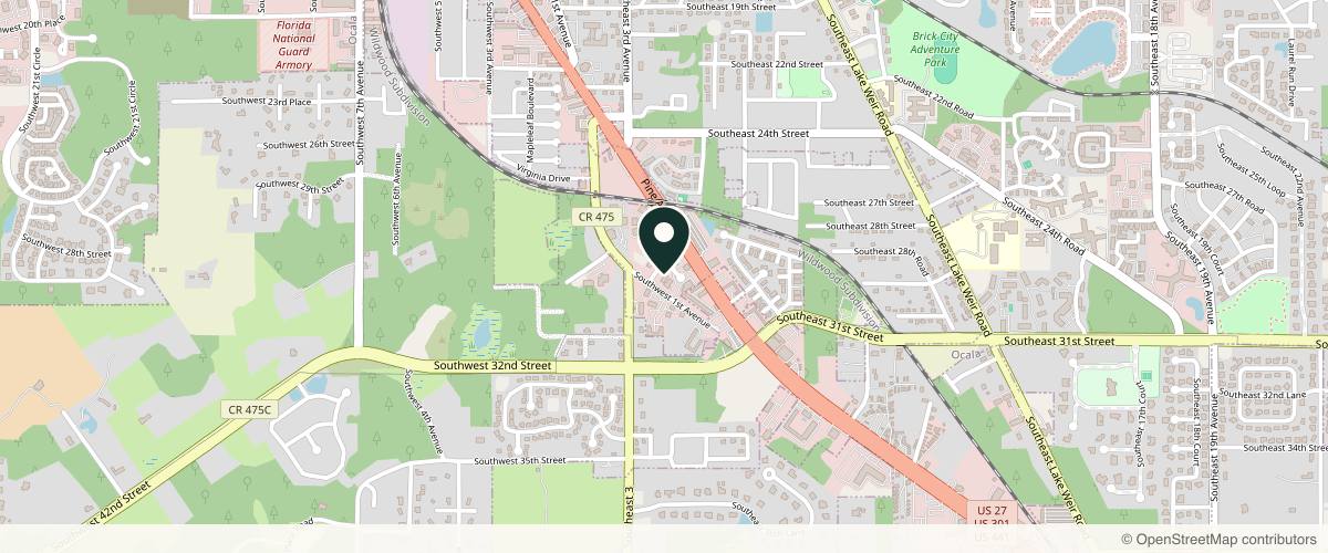 Map showing Water's Edge Dermatology - Ocala in Ocala, Florida