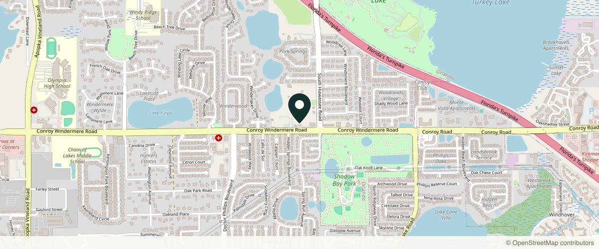 Map showing Water's Edge Dermatology - Orlando/Windermere in Orlando, Florida