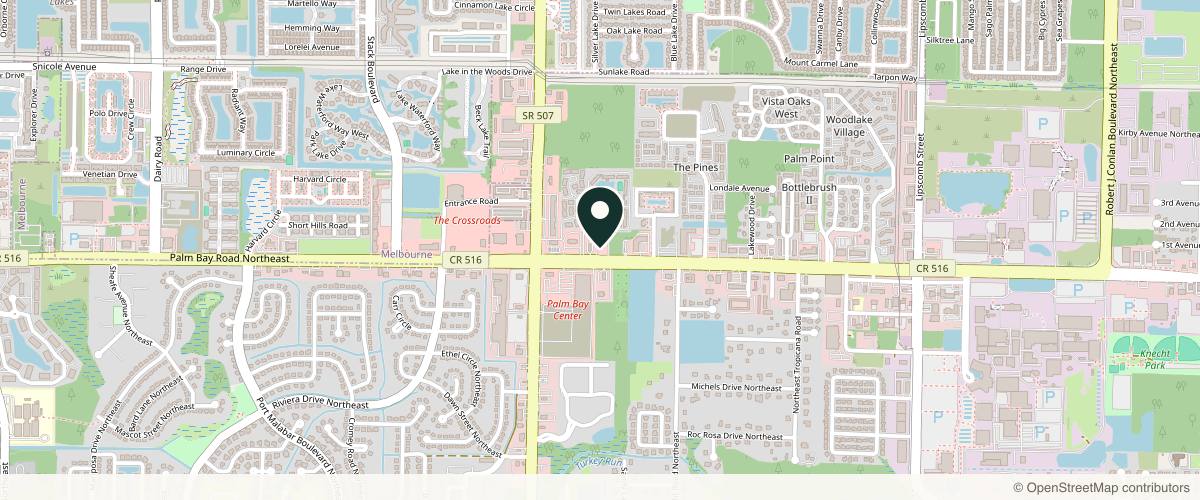 Map showing Water's Edge Dermatology - Palm Bay in Melbourne, Florida
