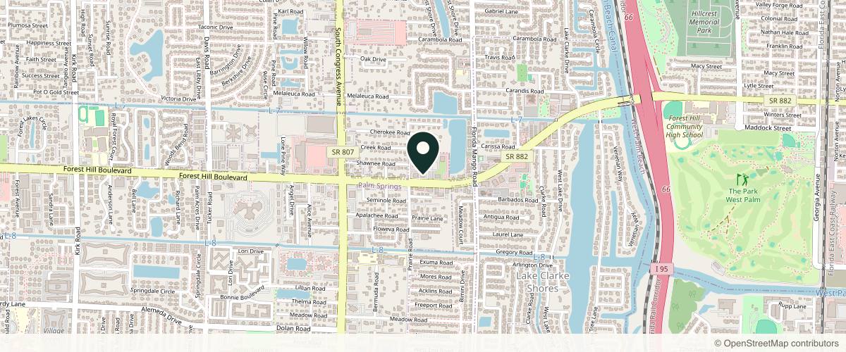 Map showing Water's Edge Dermatology - Palm Springs in West Palm Beach, Florida