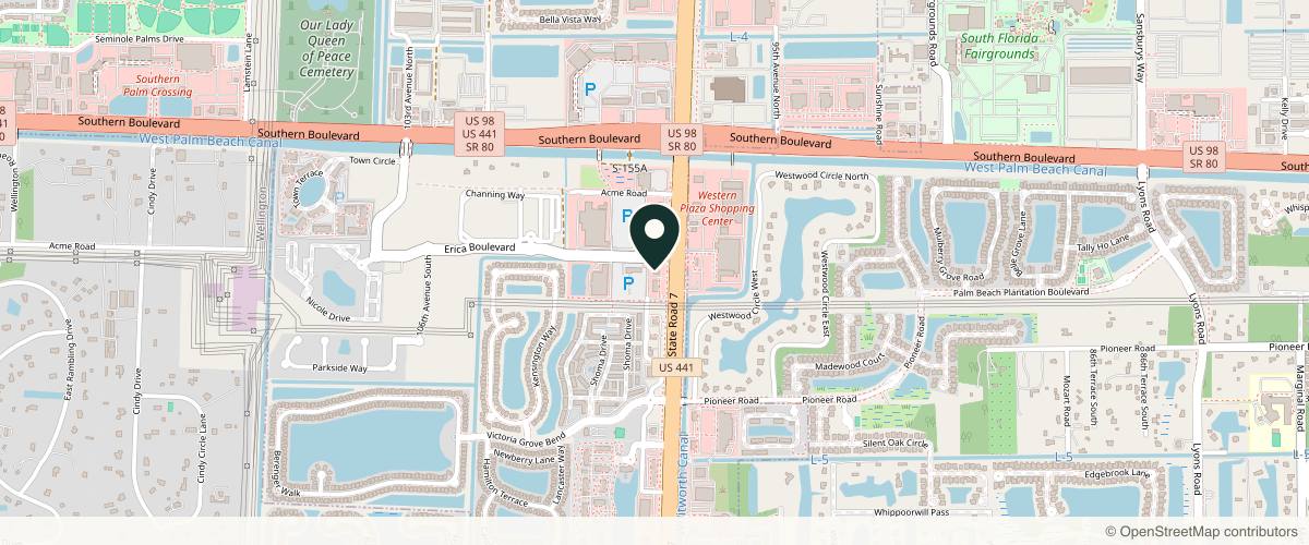 Map showing Water's Edge Dermatology - Wellington in West Palm Beach, Florida