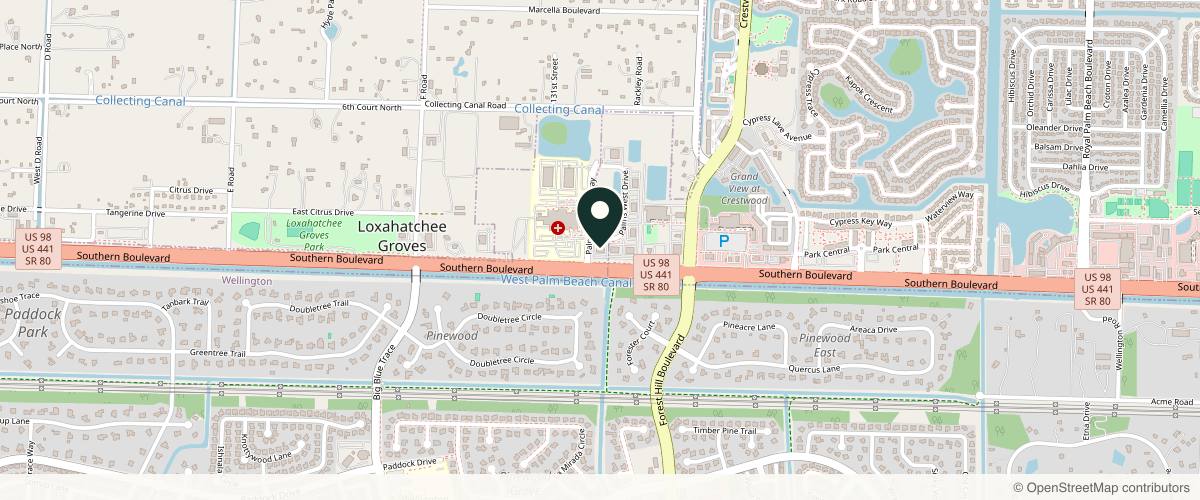 Map showing Water's Edge Dermatology - Wellington West in West Palm Beach, Florida