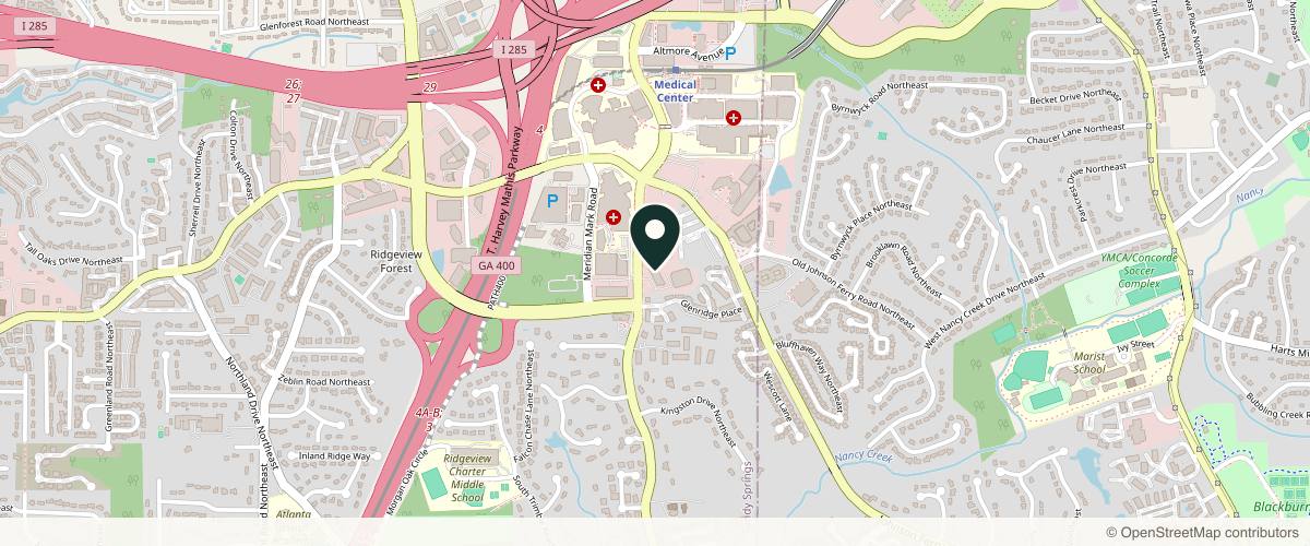 Map showing Webb Plastic Surgery - Lindsey Webb, MD in Atlanta, Georgia
