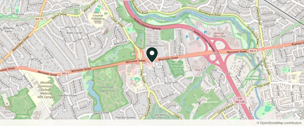 Map showing Wellesley Cosmetic Surgery in Newton, Massachusetts