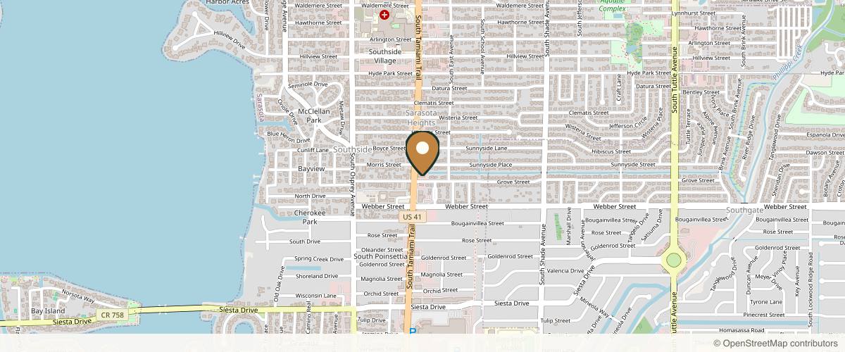 Map showing West Coast Plastic Surgery in Sarasota, Florida