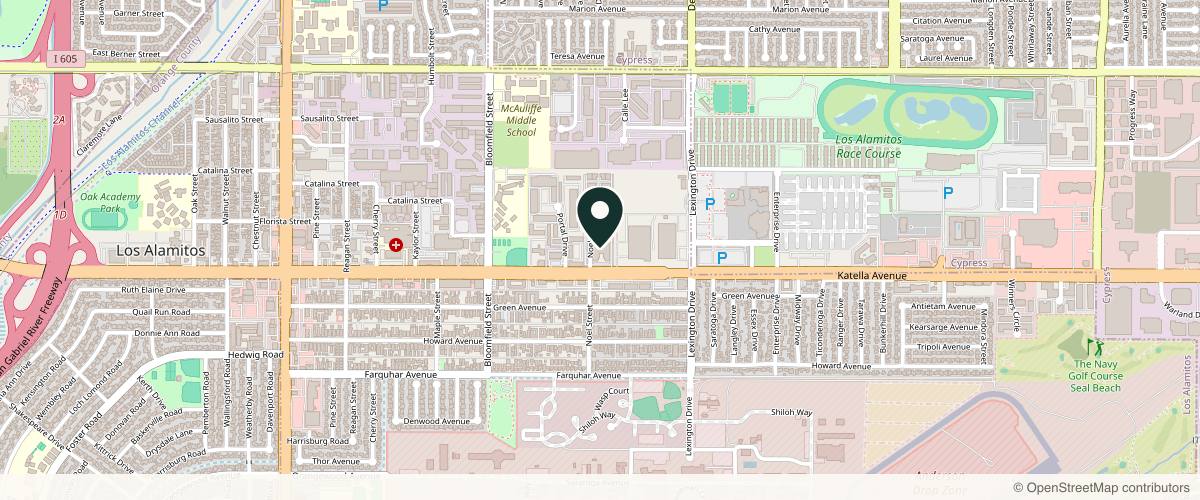 Map showing West Dermatology Los Alamitos in Long Beach, California