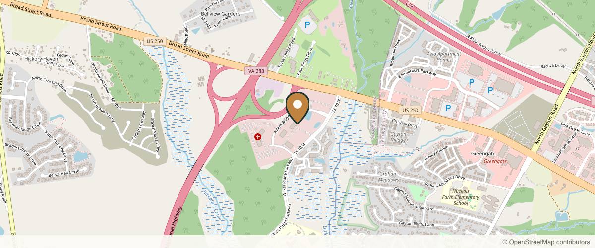 Map showing West End Facial Plastic Surgery in Richmond, Virginia