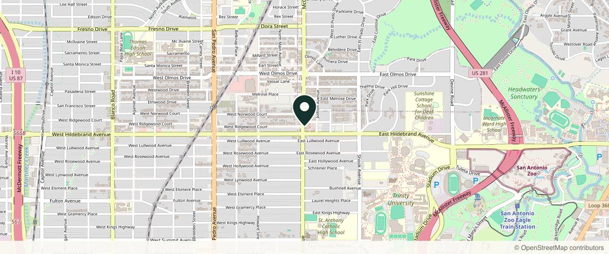 Map showing Westlake Dermatology & Cosmetic Surgery - Olmos Park in San Antonio, Texas
