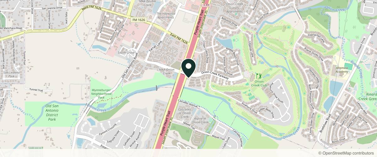 Map showing Westlake Dermatology & Cosmetic Surgery - Onion Creek in Austin, Texas