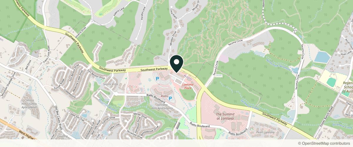 Map showing Westlake Dermatology & Cosmetic Surgery - Southwest Parkway in Austin, Texas