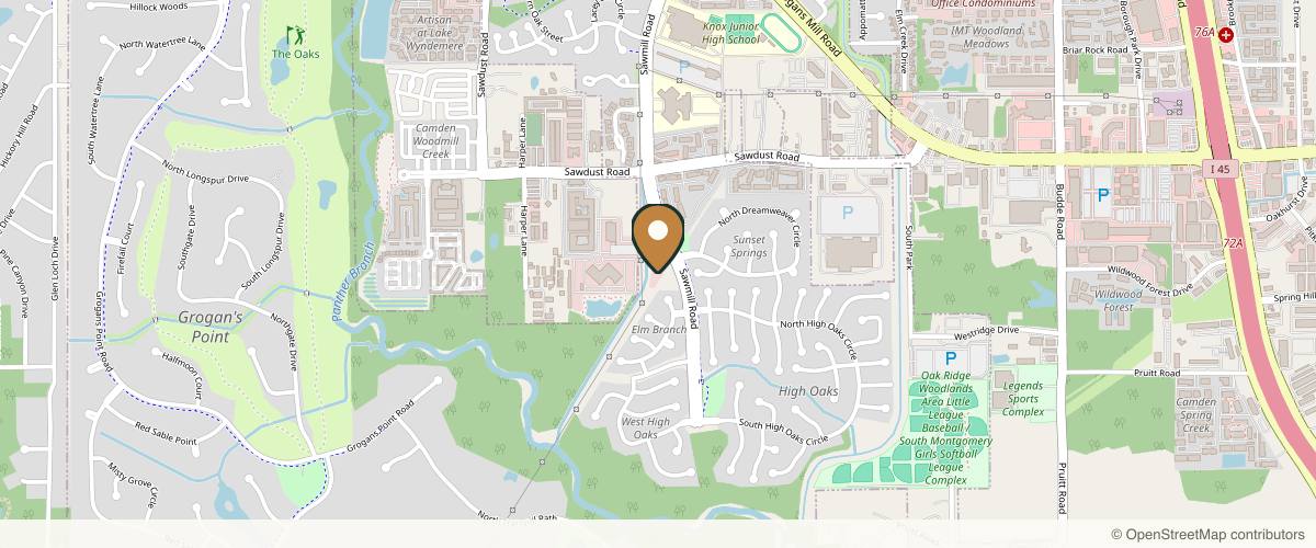 Map showing Wilberto Cortes M.D. in The Woodlands, Texas