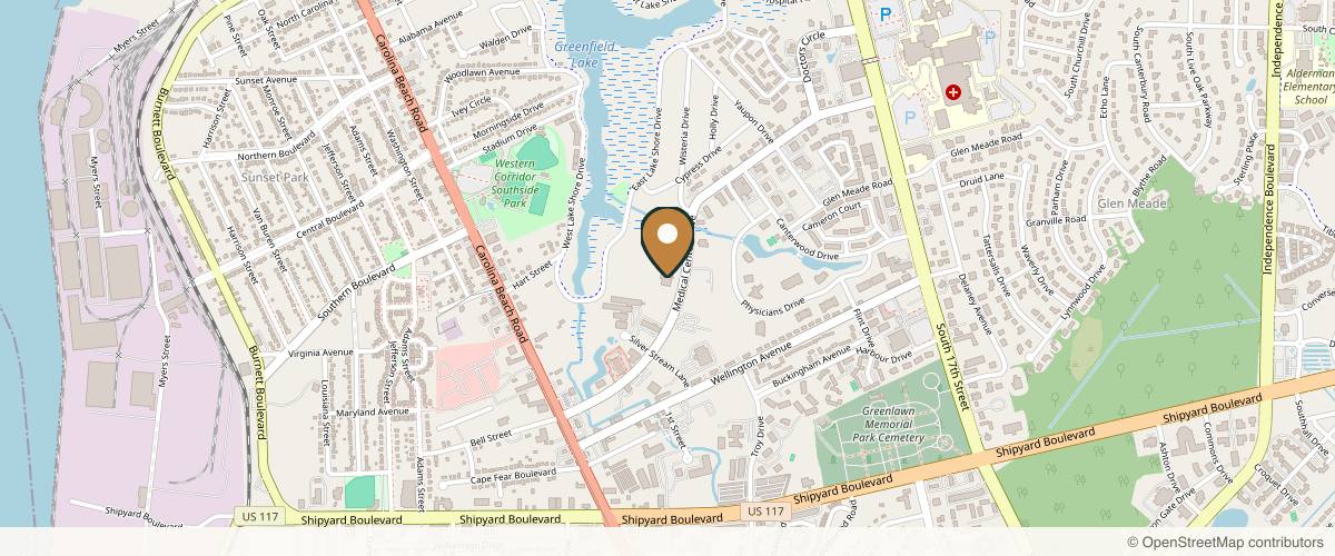 Map showing Wilmington Eye - Oculoplastic Center in Wilmington, North Carolina