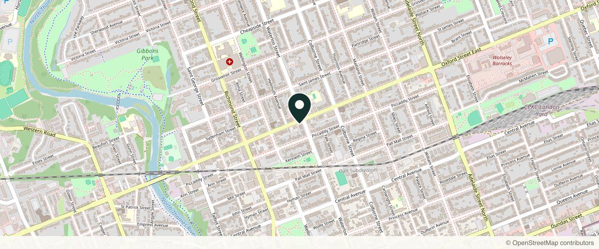 Map showing Yazdani Aesthetics in London, Ontario