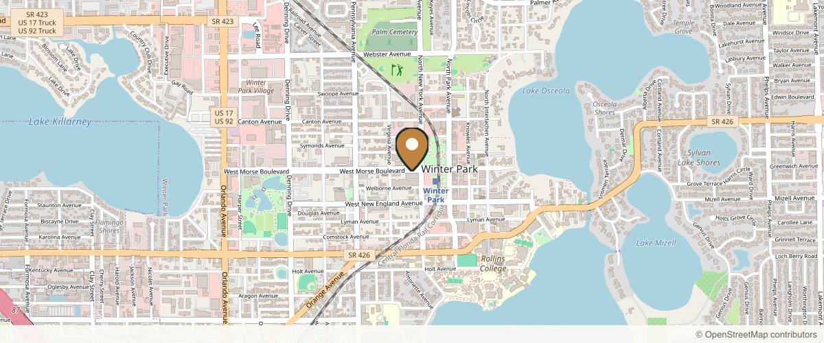 Map showing YMD Facial Plastic Surgery in Winter Park, Florida