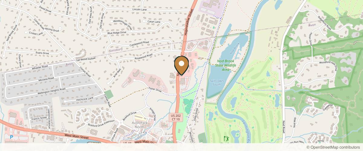 Map showing Youthful Images Plastic Surgery Medspa Hair Restoration in West Hartford, Connecticut
